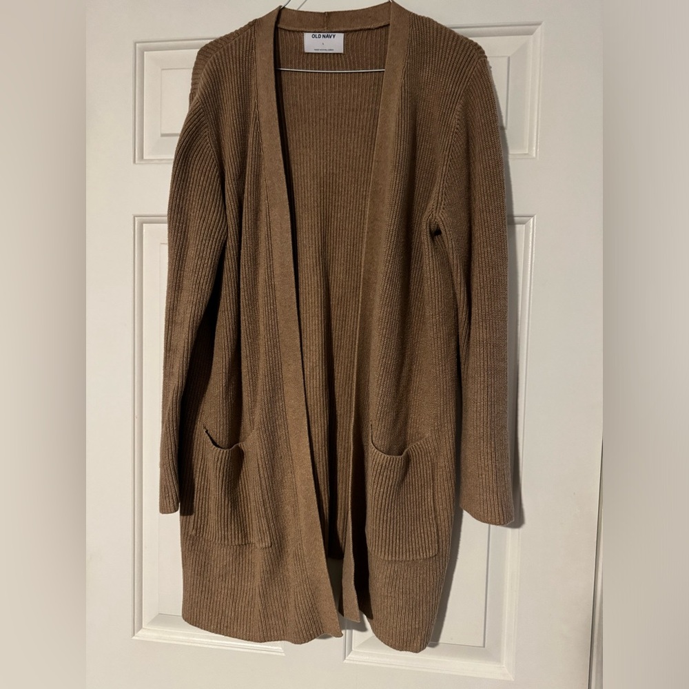 Old Navy Open-Front Longline Sweater Cardigan with Front Pockets Camel - NWOT